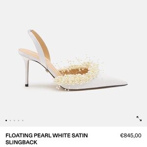 MACH & MACH White Satin Heels with Pearl Detail